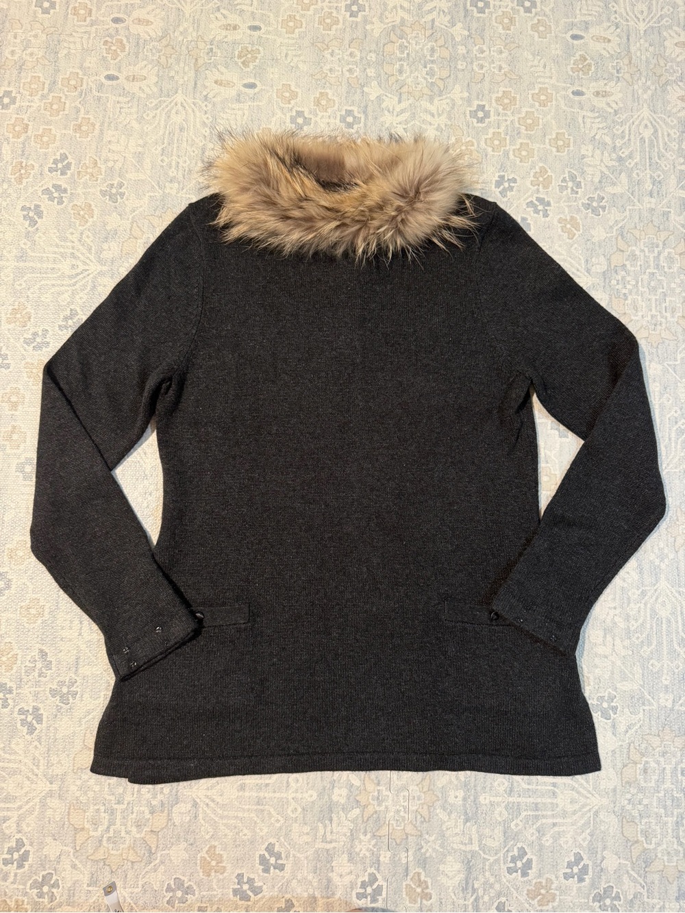 Bill Blass Fur Collar Sweater - Silk Cashmere Blend, Quiet Luxury, Maximalism